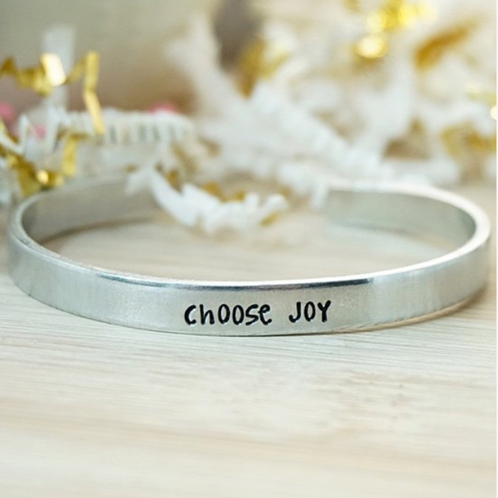 Silvertone ‘Choose Joy’ Adjustable Cuff